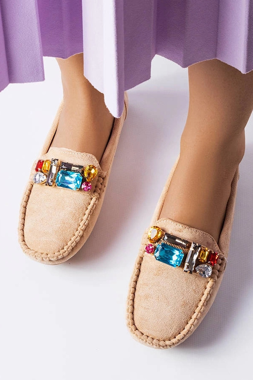 Smėlio spalvos mokasinai su odiniu...