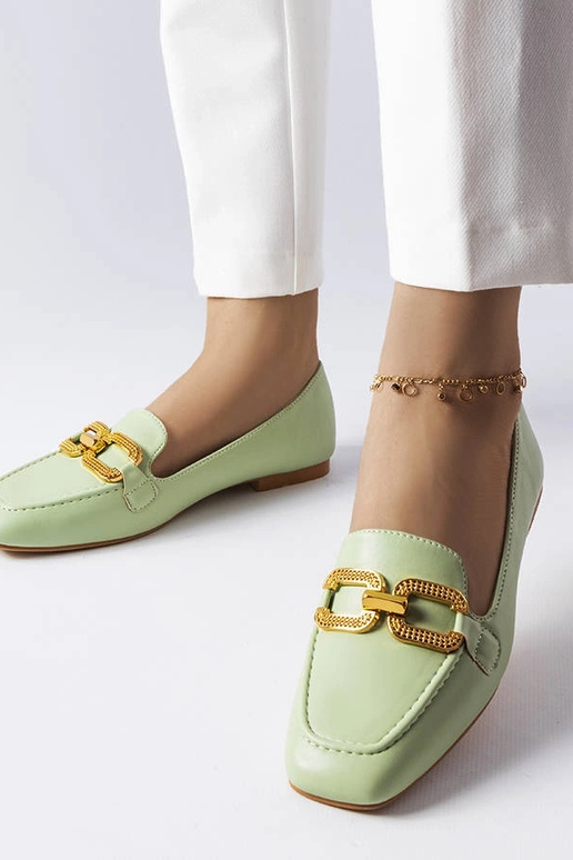 Žali mokasinai su Rousseau sagtimi