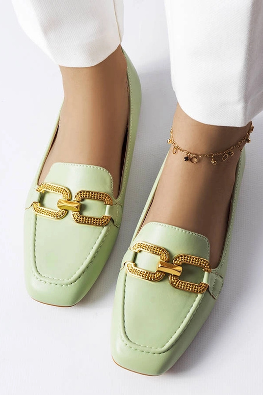 Žali mokasinai su Rousseau sagtimi