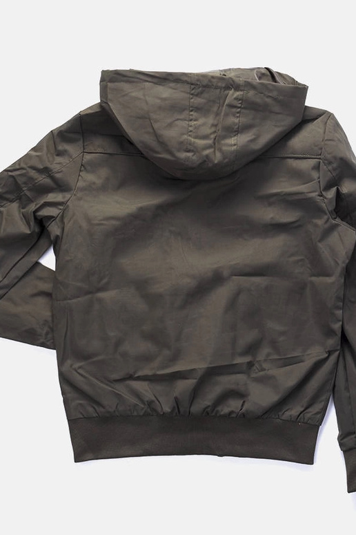 Žalia vyriška vėjo striukė su gobtuvu