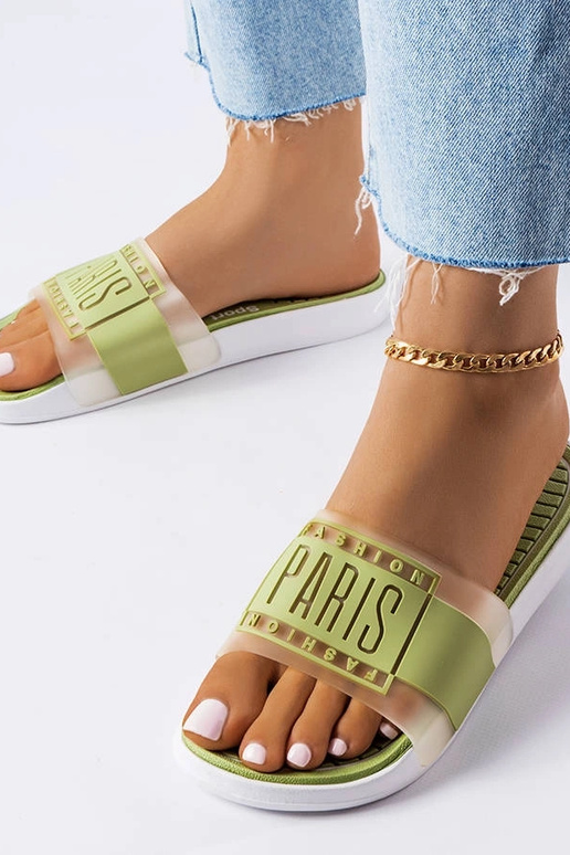 Žalios spalvos guminės Paris šlepetės Žalios spalvos guminės Paris šlepetės