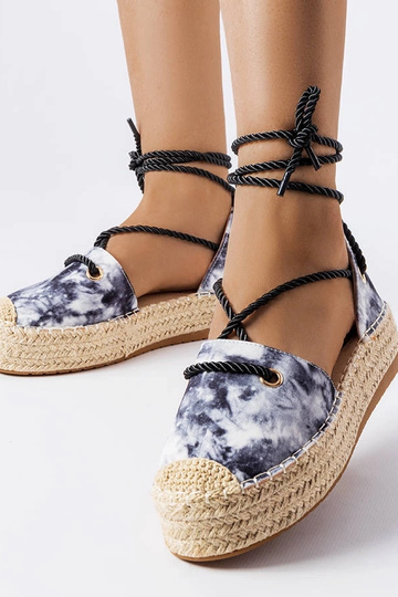 Juodos Duffet Lace-Up platforminės espadrilės