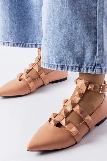 Smėlio spalvos balerinos su...