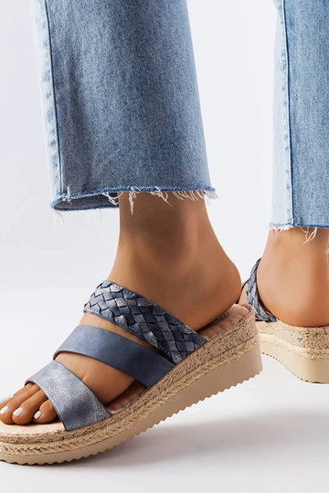 Mėlyni Boston Wedge sandalai