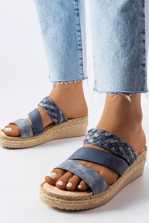 Mėlyni Boston Wedge sandalai Mėlyni Boston Wedge sandalai