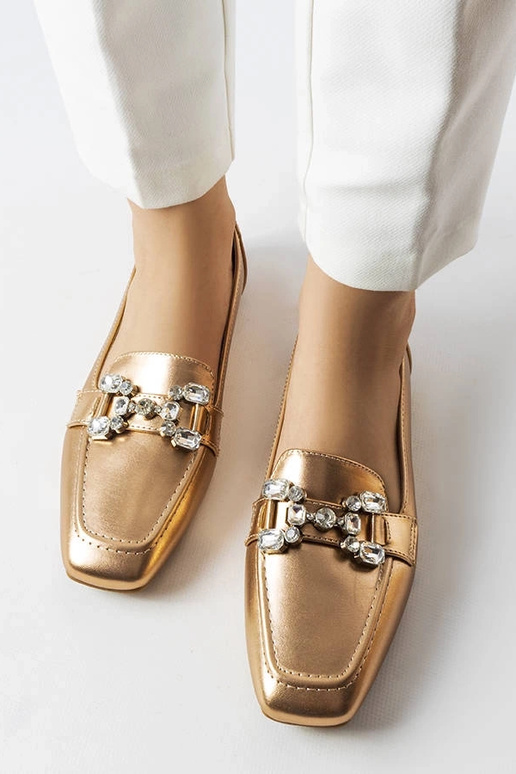 Rožinio aukso mokasinai su cirkoniais...