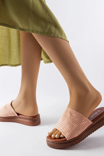 Rožinės šlepetės su ažūrine...