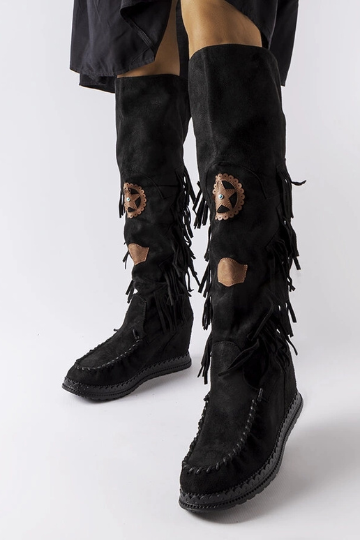 Juodi Cascia batai su platforma Juodi Cascia batai su platforma