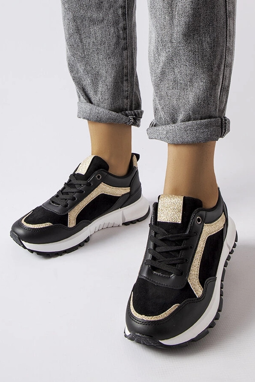 Juodi sportbačiai su blizgučiais Busso Juodi sportbačiai su blizgučiais Busso