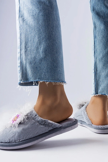 Pilkos šiltos šlepetės su... 2