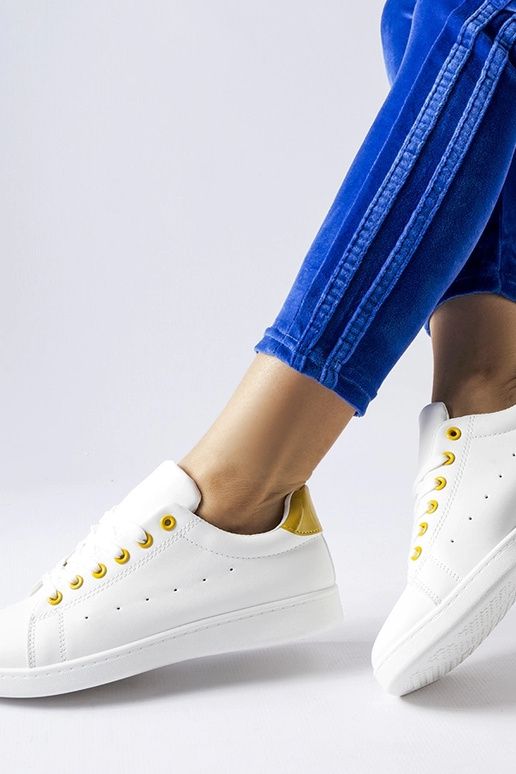 Balti sportbačiai su geltonais...