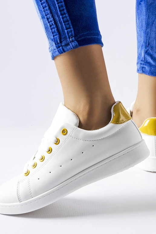 Balti sportbačiai su geltonais...