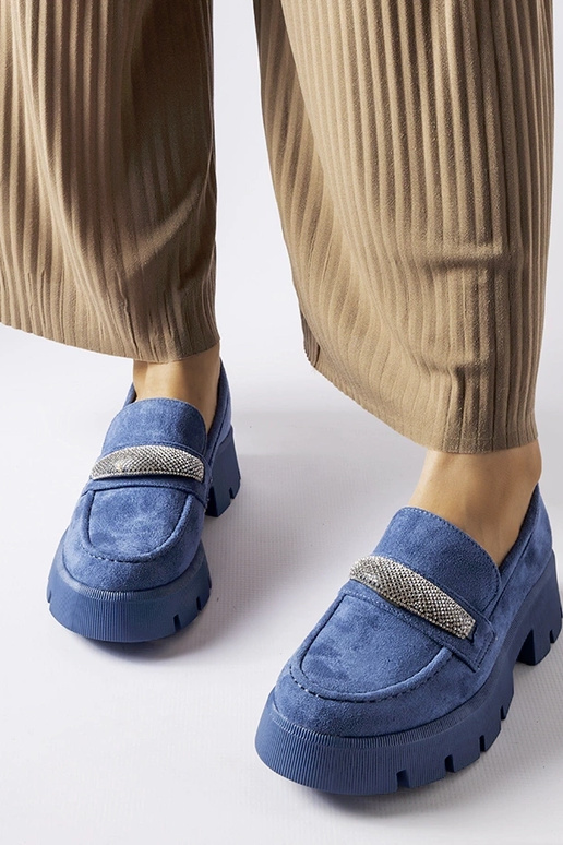 Mėlyni mokasinai su cirkoniais Macario