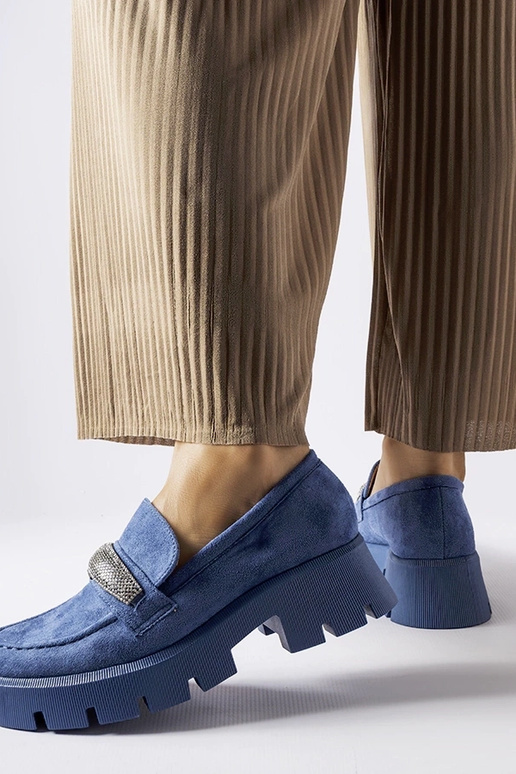 Mėlyni mokasinai su cirkoniais Macario