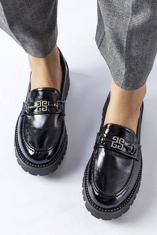 Casine juodi lakuoti mokasinai su...