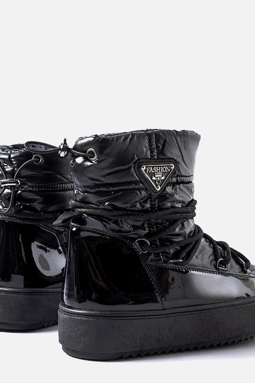 Juodos lakiruotos sniego batai su...