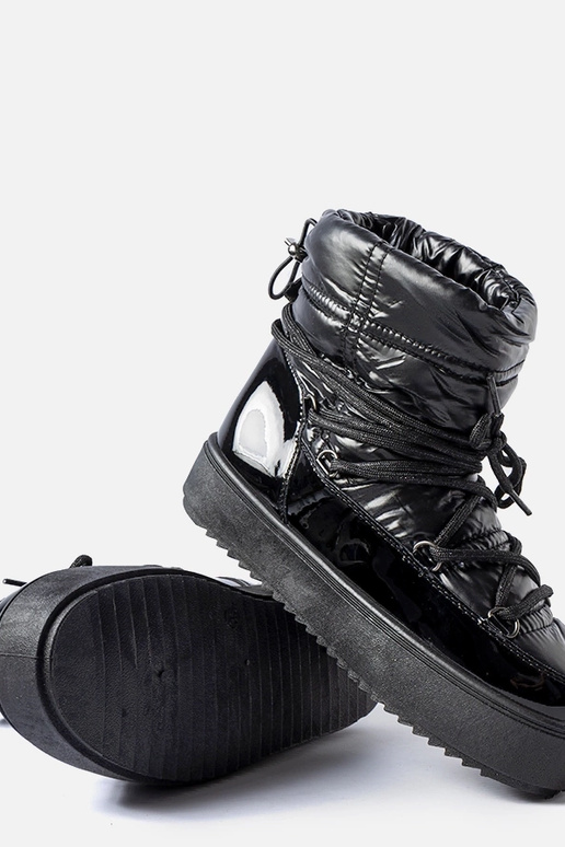 Juodos lakiruotos sniego batai su...