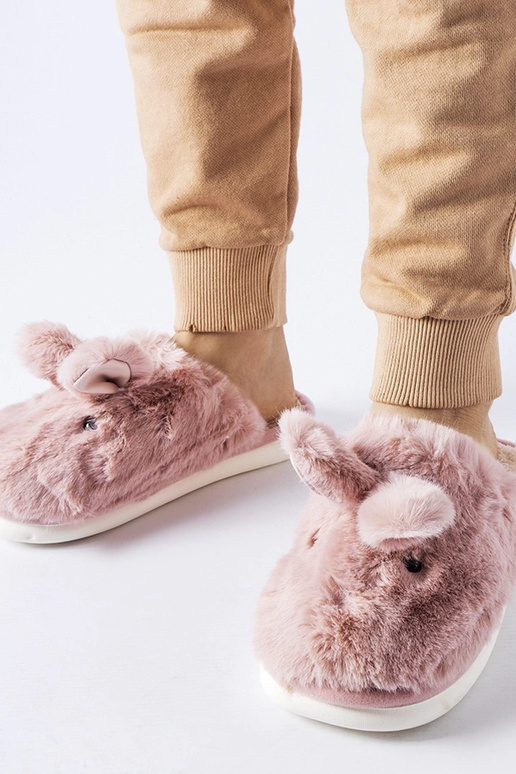 Rožinės šiltos šlepetės su ausytėmis...