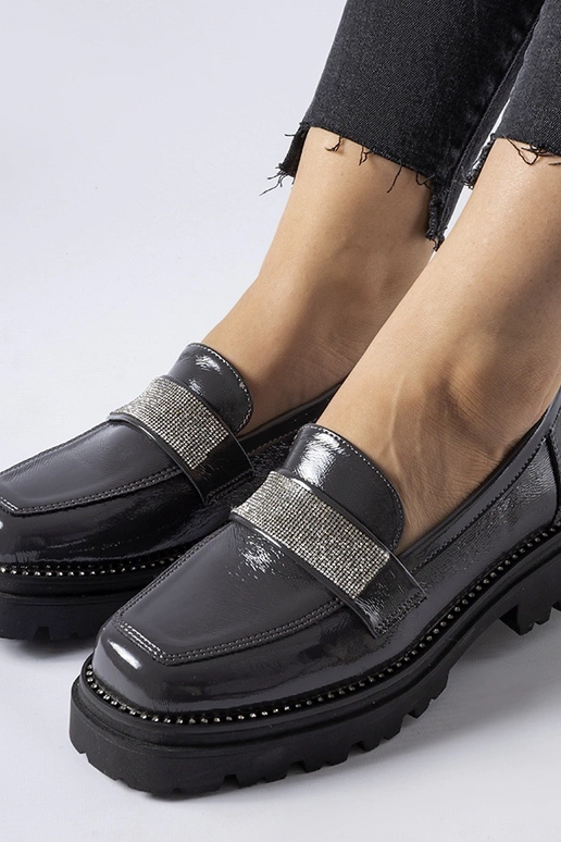 Tamsiai pilki lakuoti mokasnai Fecteau