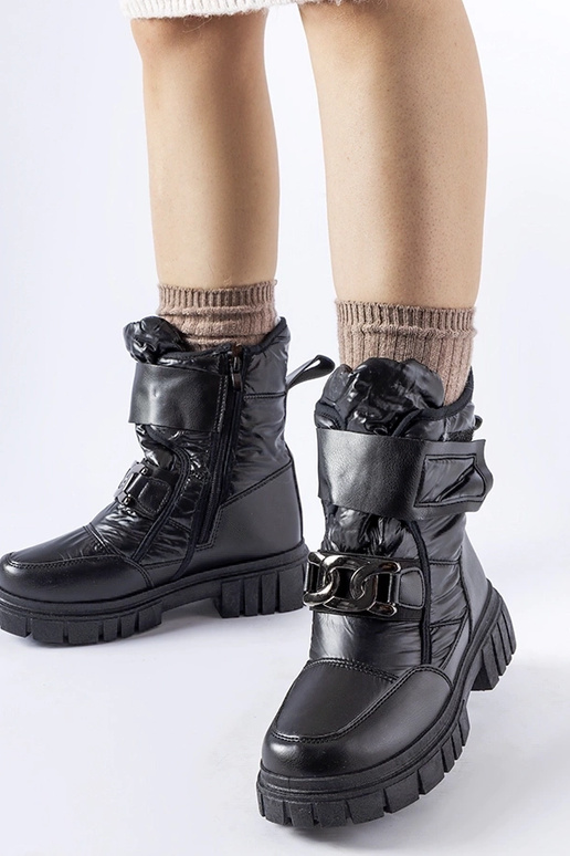 Juodi sniego batai su dekoratyvine...