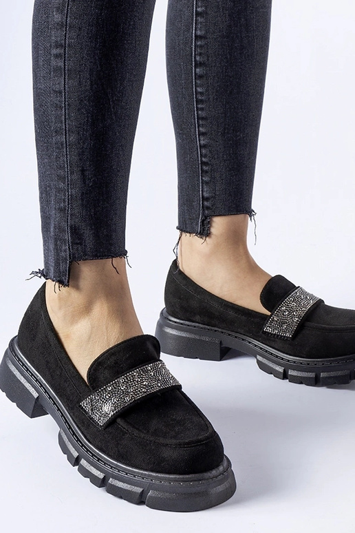 Juodi Nicholls dirbtinio zomšo bateliai Juodi Nicholls dirbtinio zomšo bateliai