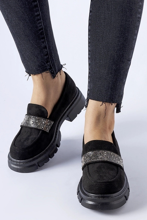 Juodi Nicholls dirbtinio zomšo bateliai Juodi Nicholls dirbtinio zomšo bateliai