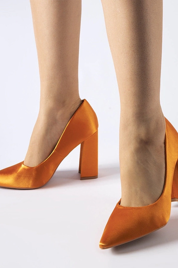Gonzalez Orange Satin Pompos