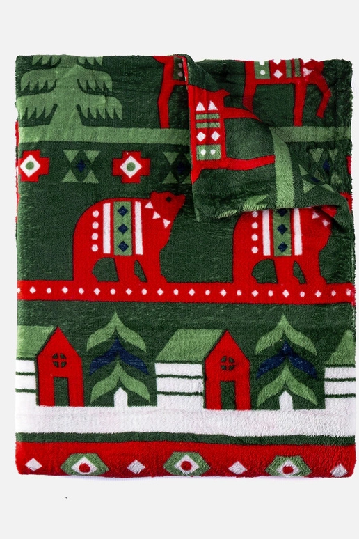 Žalia antklodė su kalėdiniais raštais...