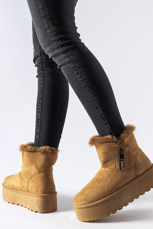 Rudi sniego batai ant platformos Points