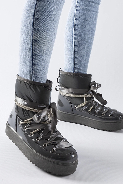 Pilki lakiruoti žieminiai batai su...