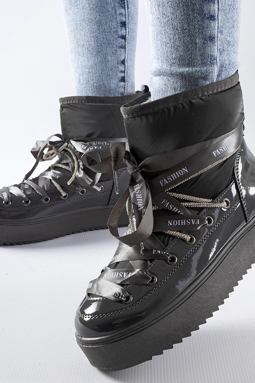 Pilki lakiruoti žieminiai batai su...