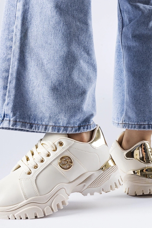 Smėlio spalvos sportbačiai su masyviu...