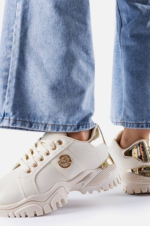 Smėlio spalvos sportbačiai su masyviu...