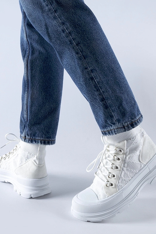 Balti aukšto audinio sportbačiai Casalma