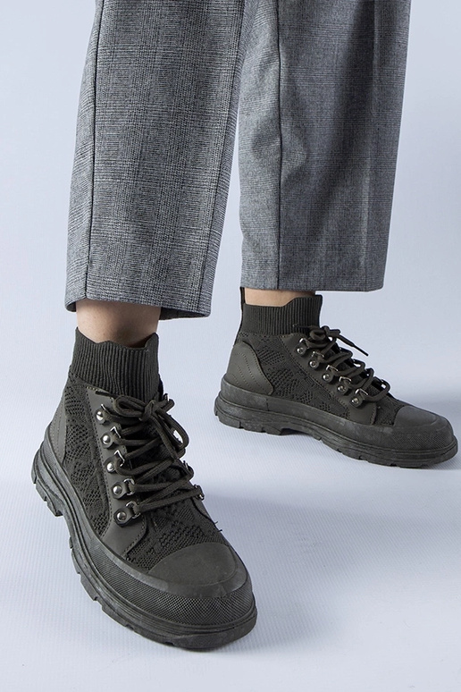 Žali aukštakulniai audinio...