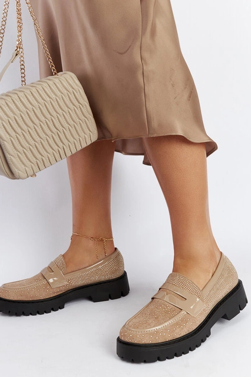 Newport bežiniai mokasynai su cirkoniais