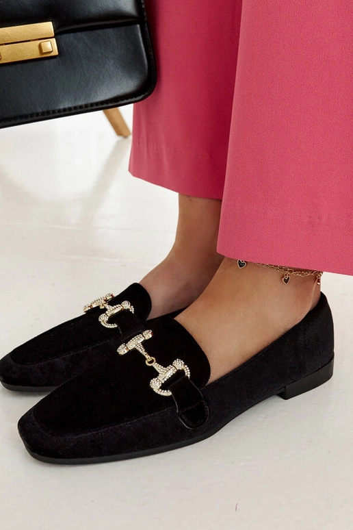 Juodi aksominiai mokasinai su...