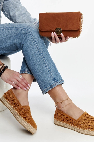 Samra Brown nėrinių espadrilės ant platformos 2