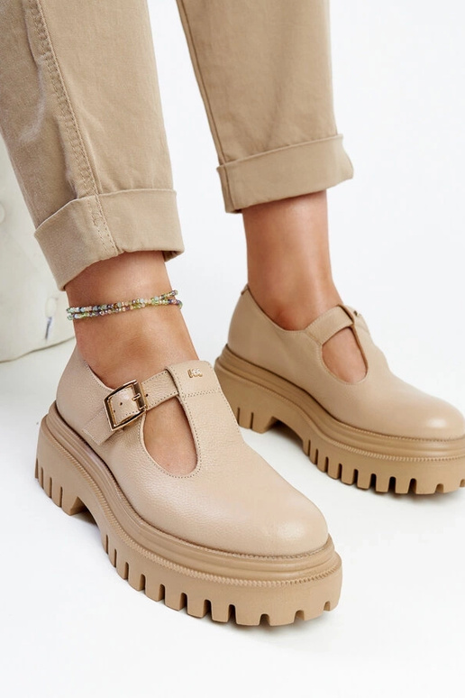 Tamsiai bežinės odinės pusbačiai Karino