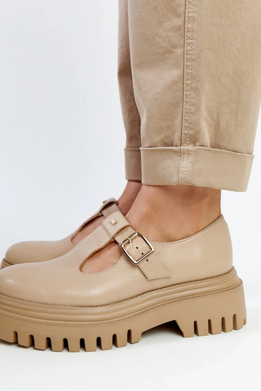 Tamsiai bežinės odinės pusbačiai Karino