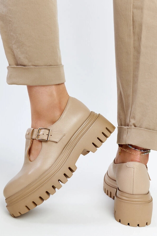 Tamsiai bežinės odinės pusbačiai Karino