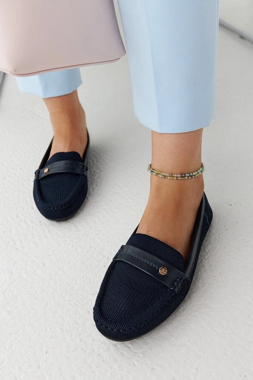 Tamsiai mėlyno audinio mokasinai Fombio