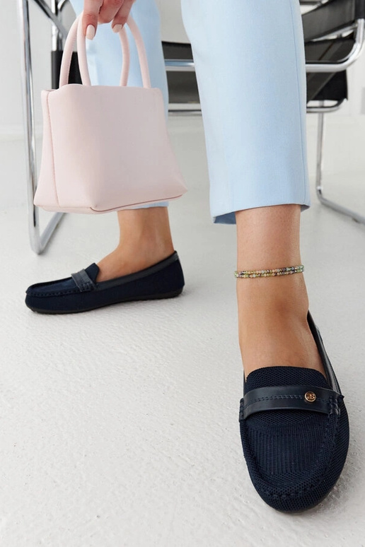 Tamsiai mėlyno audinio mokasinai Fombio