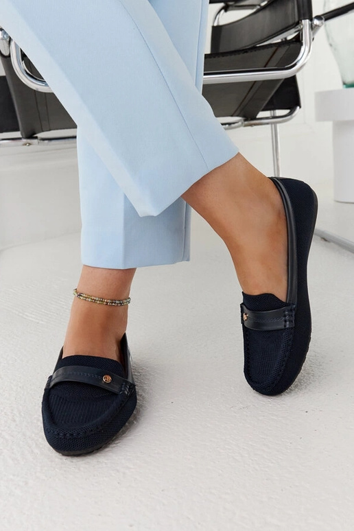 Tamsiai mėlyno audinio mokasinai Fombio