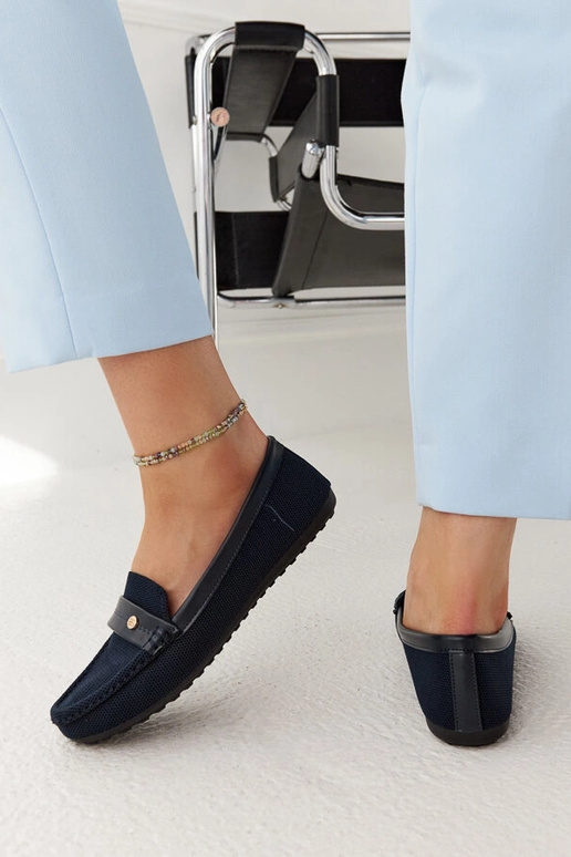 Tamsiai mėlyno audinio mokasinai Fombio