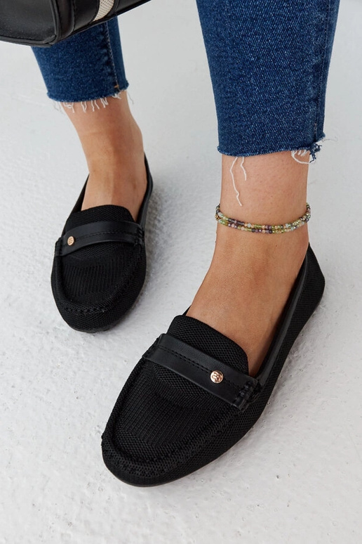 Fombio juodo audinio loafers