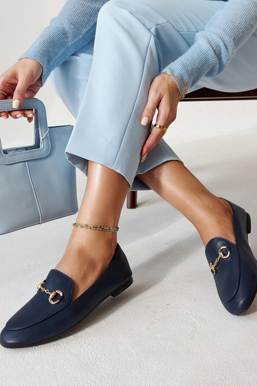 Tamsiai mėlyni mokasinai su sagtimi...