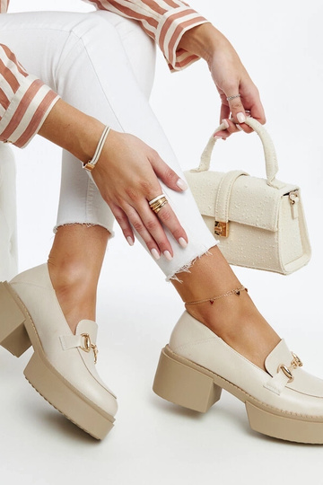 Smėlio spalvos dirbtinės odos aukštakulniai bateliai Vinceza