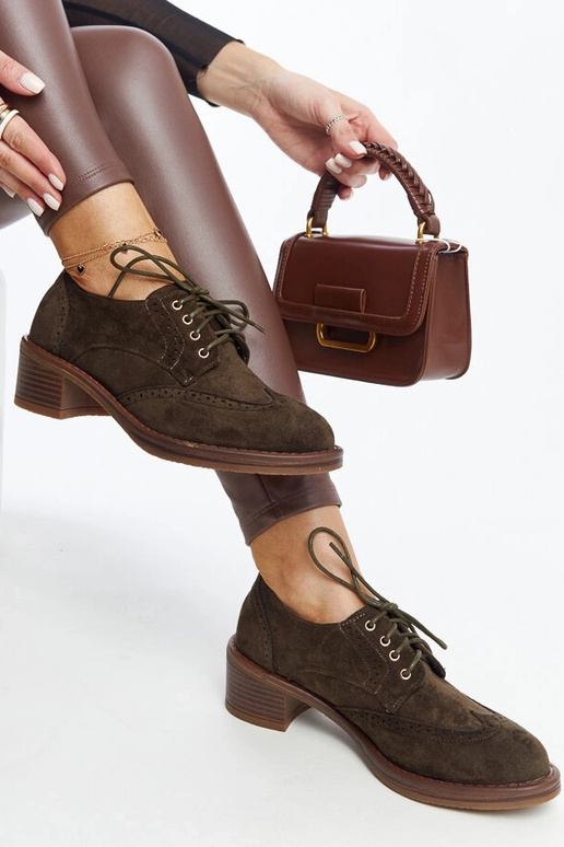 Žali zomšiniai pusbačiai su kulnu Tigard