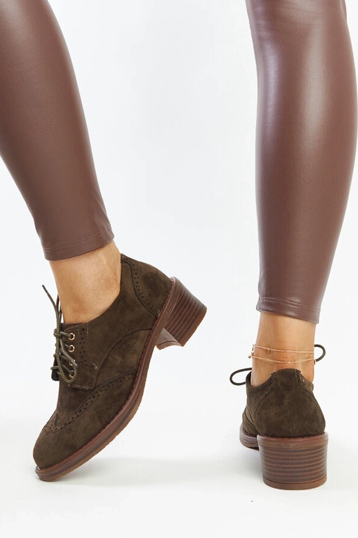 Žali zomšiniai pusbačiai su kulnu Tigard